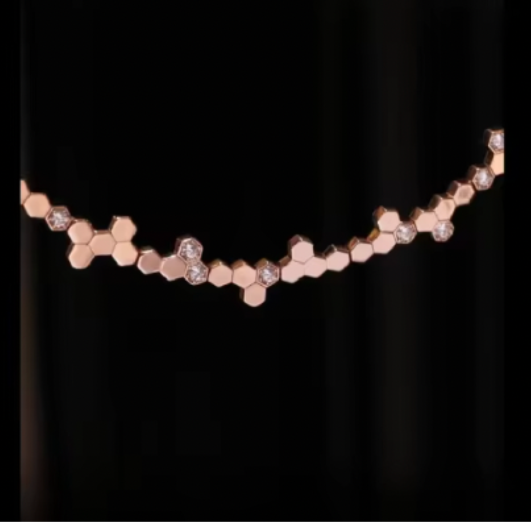 Cadena con colgante de plata S925 chapada en oro rosa/ Piedra principal zircon